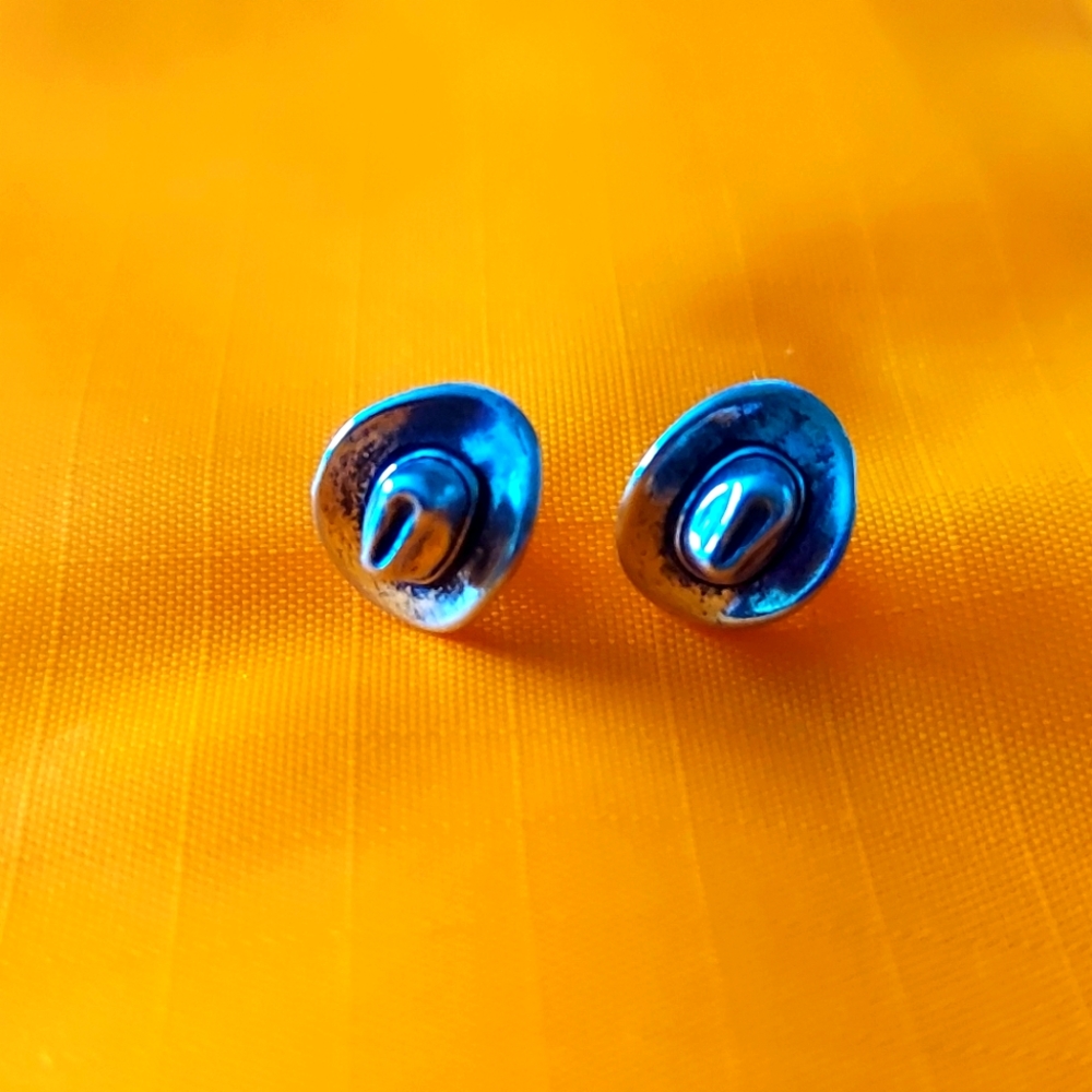Sterling Silver Cowboy Hat Earrings